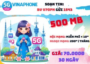 Gói cước V70PN Vinaphone: có ngay 500MB, gọi thả ga, dùng 30 ngày
