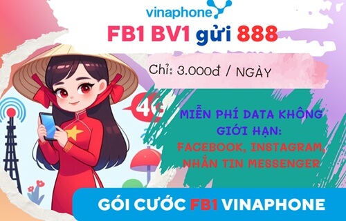 Gói cước FB1 Vinaphone: Lướt Facebook không giới hạn chỉ 3.000đ/ngày